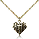 Heart of Jesus Cross Pendant, Gold Filled - Gold-tone