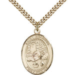 St. Rosalia Medal, Gold Filled, Large - 24&quot; 2.4mm Gold Plated Chain + Clasp