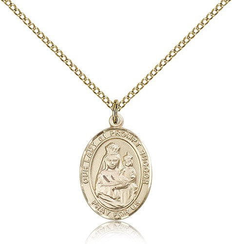 Our Lady of Prompt Succor Medal, Gold Filled, Medium - Gold-tone