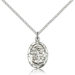 St. Michael the Archangel Medal, Sterling Silver - 18&quot; 1.2mm Sterling Silver Chain + Clasp