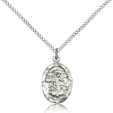 St. Michael the Archangel Medal, Sterling Silver - 18&quot; 1.2mm Sterling Silver Chain + Clasp
