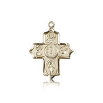 5 Way Cross Pendant, 14 Karat Gold - 14 KT Yellow Gold