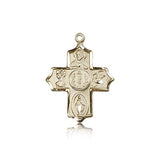 5 Way Cross Pendant, 14 Karat Gold - 14 KT Yellow Gold