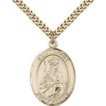 St. Louis Medal, Gold Filled, Large - 24&quot; 2.4mm Gold Plated Chain + Clasp