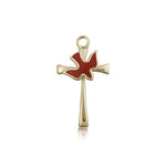 Holy Sprit Cross Pendant, 14 Karat Gold - 14 KT Yellow Gold