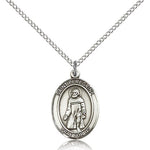 St. Peregrine Laziosi Medal, Sterling Silver, Medium - 18&quot; 1.2mm Sterling Silver Chain + Clasp