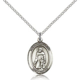 St. Peregrine Laziosi Medal, Sterling Silver, Medium - 18&quot; 1.2mm Sterling Silver Chain + Clasp
