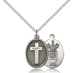 Air Force Cross Pendant, Sterling Silver - 18&quot; 1.2mm Sterling Silver Chain + Clasp