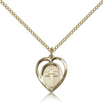 Heart Cross Pendant, Gold Filled - Gold-tone