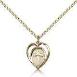 Heart Cross Pendant, Gold Filled - Gold-tone