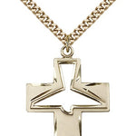 Holy Spirit Medal, Gold Filled - 24&quot; 2.4mm Gold Plated Endless Chain
