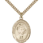 St. John Baptist De La Salle Medal, Gold Filled, Large - 24&quot; 2.4mm Gold Plated Chain + Clasp