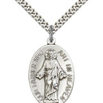 Our Father Medal, Sterling Silver - 24&quot; 2.4mm Rhodium Plate Endless Chain