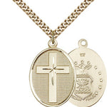 Air Force Cross Pendant, Gold Filled - 24&quot; 2.4mm Gold Plated Endless Chain