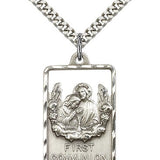 Communion First Reconciliation Medal, Sterling Silver - 24&quot; 2.4mm Rhodium Plate Endless Chain