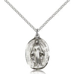 Immaculate Conception Medal, Sterling Silver - 18&quot; 1.2mm Sterling Silver Chain + Clasp