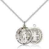 St. Benedict Medal, Sterling Silver - 18&quot; 1.2mm Sterling Silver Chain + Clasp