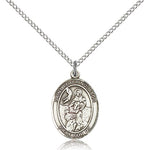 St. Peter Nolasco Medal, Sterling Silver, Medium - 18&quot; 1.2mm Sterling Silver Chain + Clasp