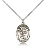 St. Peter Nolasco Medal, Sterling Silver, Medium - 18&quot; 1.2mm Sterling Silver Chain + Clasp