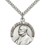 St. John Neumann Medal, Sterling Silver - 24&quot; 2.4mm Rhodium Plate Endless Chain