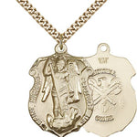 St. Michael National Guard Medal, Gold Filled - 24&quot; 2.4mm Gold Plated Endless Chain