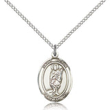 St. Victor of Marseilles Medal, Sterling Silver, Medium - 18&quot; 1.2mm Sterling Silver Chain + Clasp
