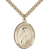 St. Hildegard Von Bingen Medal, Gold Filled, Large - 24&quot; 2.4mm Gold Plated Chain + Clasp