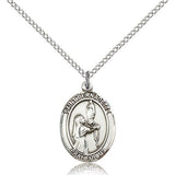 St. Bernadette Medal, Sterling Silver, Medium - 18&quot; 1.2mm Sterling Silver Chain + Clasp