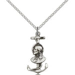 St. Christopher Medal, Sterling Silver - 18&quot; 1.2mm Sterling Silver Chain + Clasp