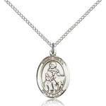 St. Giles Medal, Sterling Silver, Medium - 18&quot; 1.2mm Sterling Silver Chain + Clasp