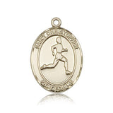 St. Christopher Track and Field Medal, 14 Karat Gold, Large - 14 KT Yellow Gold