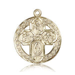 4 Way Cross Pendant, 14 Karat Gold - 14 KT Yellow Gold