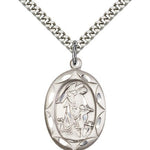 Guardian Angel Medal, Sterling Silver - 24&quot; 2.4mm Rhodium Plate Endless Chain