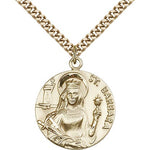 St. Barbara Medal, Gold Filled - 24&quot; 2.4mm Gold Plated Endless Chain