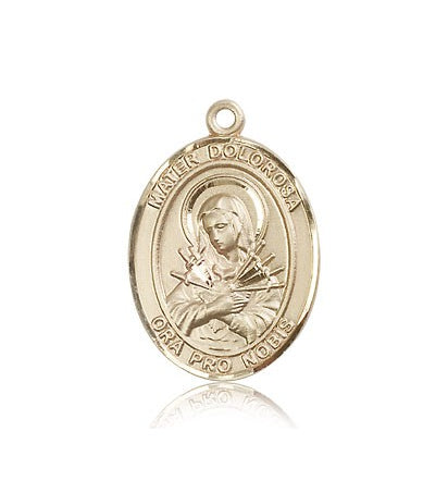 Mater Dolorosa Medal, 14 Karat Gold, Large - 14 KT Yellow Gold