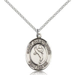 St. Christopher Martial Arts Medal, Sterling Silver, Medium - 18&quot; 1.2mm Sterling Silver Chain + Clasp