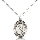 St. Christopher Martial Arts Medal, Sterling Silver, Medium - 18&quot; 1.2mm Sterling Silver Chain + Clasp