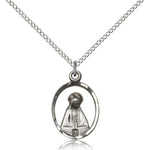 Madonna Medal, Sterling Silver - 18&quot; 1.2mm Sterling Silver Chain + Clasp