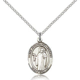 St. Joseph the Worker Medal, Sterling Silver, Medium - 18&quot; 1.2mm Sterling Silver Chain + Clasp