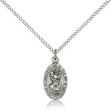 St. Christopher Medal, Sterling Silver - 18&quot; 1.2mm Sterling Silver Chain + Clasp