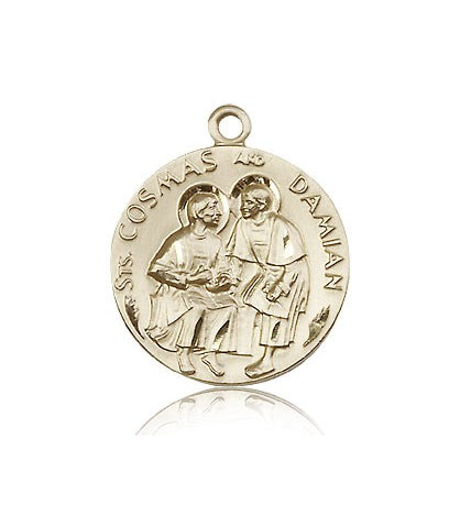Sts. Cosmos and Damian Medal, 14 Karat Gold - 14 KT Yellow Gold