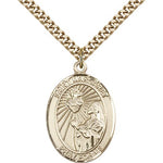 St. Margaret Mary Alacoque Medal, Gold Filled, Large - 24&quot; 2.4mm Gold Plated Chain + Clasp