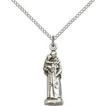 St. Anthony Medal, Sterling Silver - 18&quot; 1.2mm Sterling Silver Chain + Clasp