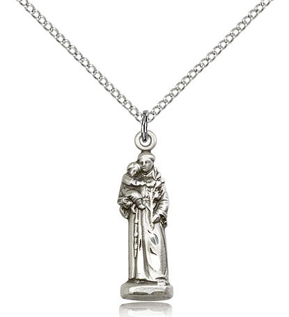 St. Anthony Medal, Sterling Silver - 18&quot; 1.2mm Sterling Silver Chain + Clasp