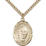 St. Hannibal Medal, Gold Filled, Large - 24&quot; 2.4mm Gold Plated Chain + Clasp