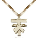 Franciscan Cross Pendant, Gold Filled - 24&quot; 2.4mm Gold Plated Endless Chain