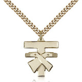 Franciscan Cross Pendant, Gold Filled - 24&quot; 2.4mm Gold Plated Endless Chain