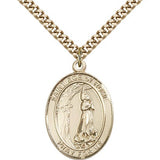 St. Zoe of Rome Medal, Gold Filled, Large - 24&quot; 2.4mm Gold Plated Chain + Clasp