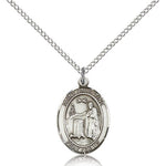 St. Valentine of Rome Medal, Sterling Silver, Medium - 18&quot; 1.2mm Sterling Silver Chain + Clasp