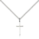 Cross Pendant, Sterling Silver - 18&quot; 1.2mm Sterling Silver Chain + Clasp